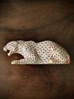 HEREND HUNGARY PORCELAIN FISH SCALE PATTERN RUST PANTHER