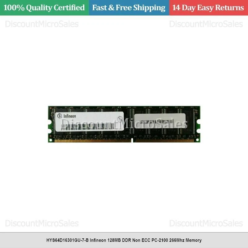HYS64D16301GU-7-B Infineon 128MB DDR Non ECC PC-2100 266Mhz Memory - Image 1 of 1