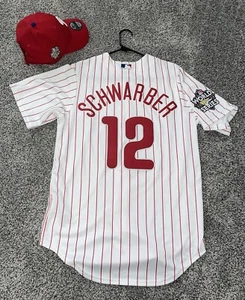 Kyle Schwarber 2022 World Series Phillies Nike Jersey SMALL & Phillies Hat 🔥⚾️ - Picture 1 of 11