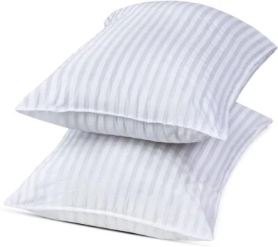 XANIA Pack Of 2 Hotel Quality Egyptian Stripe Pillows Luxury Soft Hollowfibre Filled