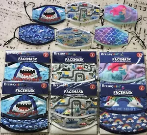 Lotto (12) Mascherine Viso Bambini Riutilizzo Arcobaleni Squalo Sirena Auto Cotone Regolabile - Foto 1 di 16