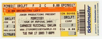 Morrissey Concert Ticket Carnegie Music Hall Pittsburgh, PA 2009 - Image 1 of 2