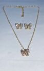 Stunning RHINESTONE BUTTERFLY Gift Set Gold Coloured NECKLACE & EARRINGS