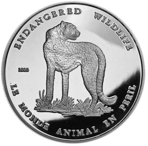 TSCHAD 1000 Francs 2003 PP Sterling Silber "Tierwelt in Gefahr - Leopard" - Bild 1 von 2