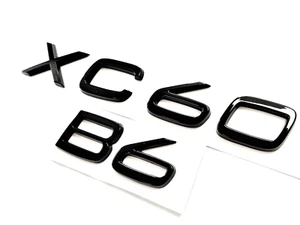 BLACK XC60 + B6 FOR VOLVO XC60 REAR TRUNK NAMEPLATE EMBLEM BADGE LETTERS NUMBER - Picture 1 of 2