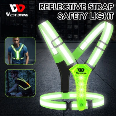 WEST BIKING USB Rechargeable Reflective LED Night Running Cycling Safety Vest - Image 1 of 4