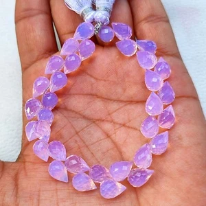 Lavender Color Quartz 9x6 to 10x7 mm Faceted Flower Bud Shape Beads 7" Strand - Picture 1 of 8