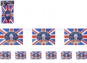 New 12ft Bunting with 8 King Charles Union Flags 8x5in / 20x13cm Coronation - Picture 1 of 3