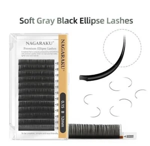 Ellipse Flat Eyelash Extension Shape Lashes Split Tips Matte Soft Gentle Natural - Picture 1 of 12