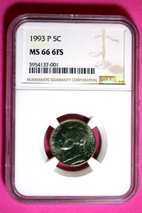 1993 P NGC MS66 6FS Jefferson Nickel #B29087 - Picture 1 of 2