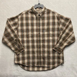 VTG 90s Levis Silvertab Elements Button Up Shirt Nubby Textured Plaid USA Large - Picture 1 of 12