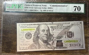 2009A $100 5 Gram Silver Currency Strike Commemorative PMG 70 Gem UNC - Picture 1 of 2
