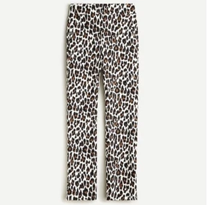 NWT J Crew $98 Leopard Remi Pant Pockets High Rise Petite 0 Sz 0P Ivory Pecan 99 - Picture 1 of 1