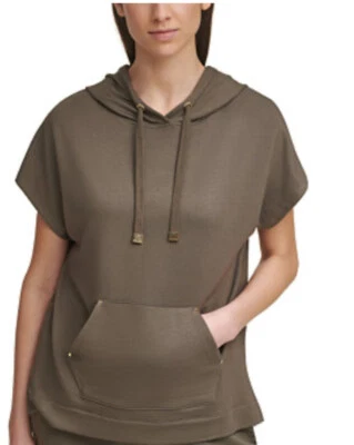 Calvin Klein Women’s Hoodie Sweatshirt Short Sleeve Olive Green Pullover M - Image 1 of 4