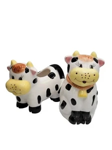 Holstein Cow Sugar And Creamer Set #1978FY04 Farm Barnyard Animal Set of Two - Picture 1 of 7