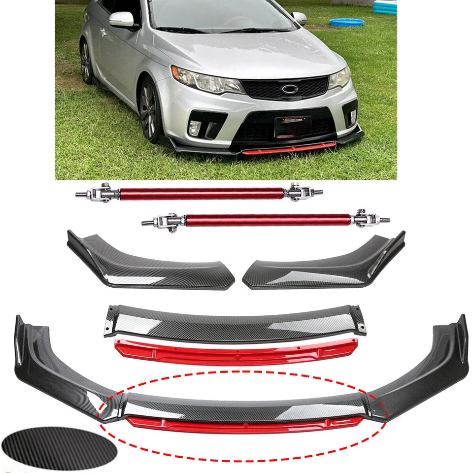 Front Bumper Lip Splitter Spoiler Body Kit Carbon Fiber Rods For Kia Forte Koup Foto 1 de 4