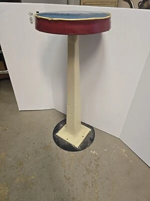 Antiguo taburete giratorio fuente de soda de hierro fundido/vinilo rojo azul Foto 1 de 4