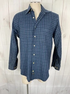 Robert Talbott Navy Blue White Brown Plaid Long Sleeve Button Up Shirt - Size M - Picture 1 of 4