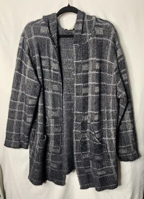 Винтажный Гавана женщин с капюшоном карманы открытый передний кардиган свитер размер маленький - Изображение 1 из 4