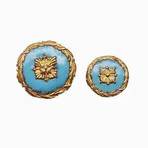 Antique Buttons - Enamel Champleve - 18 MM & 14 MM - 19th C. Button - Picture 1 of 5