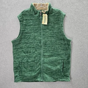 Outdoor Life Men Jacket Large Green Polar Fleece Vest Pockets Full Zip NWT - Picture 1 of 11