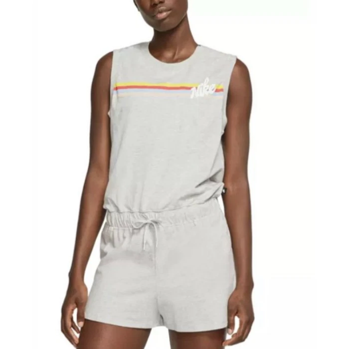 Nike 278009 Print Graphic (Grey Heather/Night Silver/White) Romper (XS)