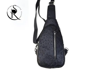 100% genuine Ostrich leather bag crossbody , Black color - Picture 1 of 6