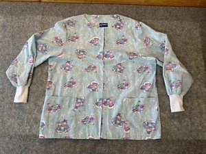 Crest Style 115 163 Snowman Sparkle Christmas Snap Up CNA MA Nurse Scrub Top XL - Picture 1 of 12