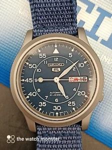 Seiko 5 Automatik Field Pilot Uhr SNK807 blau Flieger Full Set sehr guter Zust - Bild 1 von 16