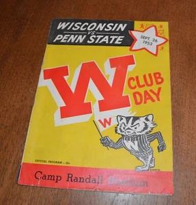 1953 WISCONSIN BADGERS vs. PENN STATE Football Program Camp Randall Sept. 26 - Picture 1 of 10