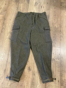 Vintage 1940s WW2 Wool Cargo Field Trousers Pants Utility Swedish Army 40x30 - Picture 1 of 9