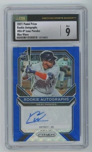 2021 Panini Prizm Isaac Paredes Blue Prizm Auto RC CSG 9 Mint 25/50 Tigers - Picture 1 of 2