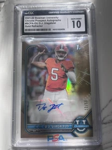 2021 Bowman 1st Bowman Rookie - DJ UIAGALELEI - GOLD Refractor AUTO /50 -PSA 10 - Picture 1 of 2