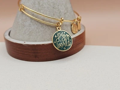 Alex & Ani" Joy To The World " 🌎  Shiny Gold Charm Bangle Bracelet Beauty ✨️💕 - Image 1 of 4