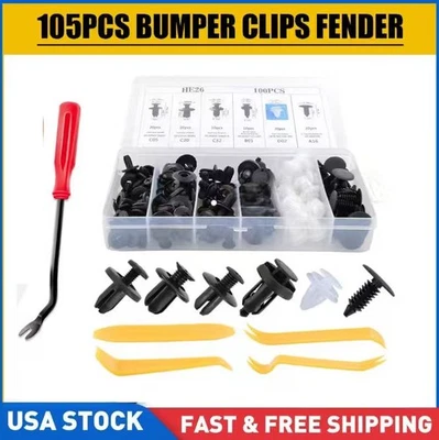 For Jeep 105Pcs Car Bumper Hood Clips Retainer Rivet Fastener Fender Push Pin Foto 1 de 4