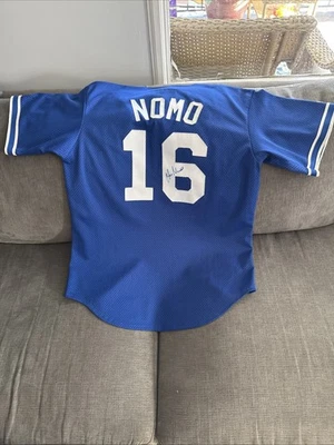 HIDEO NOMO SIGNED AUTO AUTHENTIC MAJESTIC VINTAGE 90’s JERSEY PSA AUTH DODGERS - Image 1 of 4
