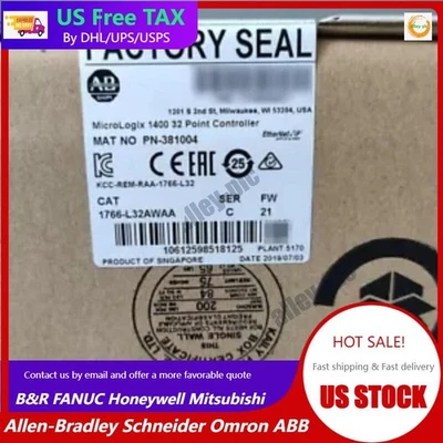 New Factory Sealed AB 1766-L32AWAA MicroLogix1400 32Point Controller US Free Tax - Image 1 of 4
