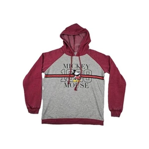 Disney Mickey Mouse Youth Junior Hooded Sweatshirt Size Medium Gray Red - Picture 1 of 6