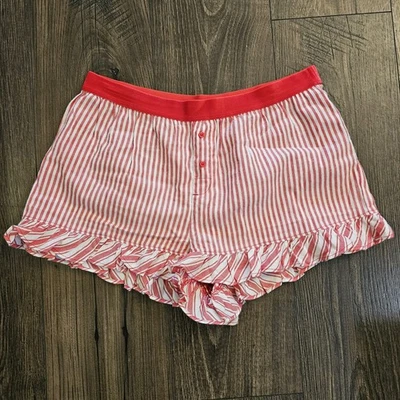 Розовые женские шорты для сна Victorias Secret в белую красную полоску пижама размер средний. - Изображение 1 из 4