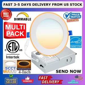 4 Inch LED Recessed Light with Nightlight,Dimmable,2700K-5000K 5CCT, High Bright - Picture 1 of 23