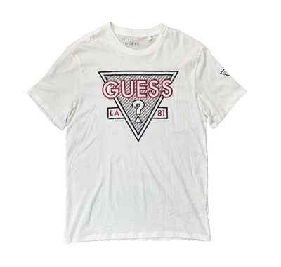 Camiseta mediana Guess blanca con logotipo de triángulo para hombre Foto 1 de 2