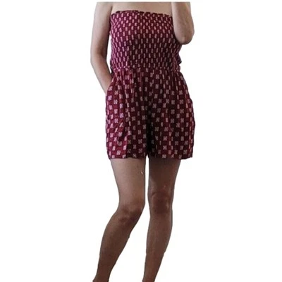 Lindo mameluco Ann Taylor Loft estampado playa verano sin tirantes talla pequeña Foto 1 de 4