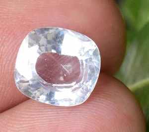 NATURAL SPARKLING CAMBODIAN WHITE ZIRCON 8.30 CT CERTIFIED CUSHION CUT GEMSTONE - Picture 1 of 6