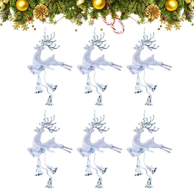  Set of 2 Silber Weihnachtsbaum Schmuck Rentier Weihnachtsschmuck - Bild 1 von 4