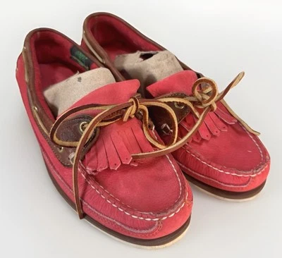 Mocasín Timberland Para Hombres Rojo Top-Siders 8.5 Hecho en EE. UU. Preppy Náutico Playa Costa Foto 1 de 4