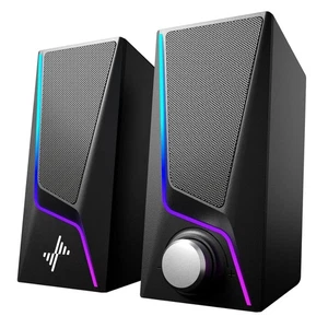 Hi-Fi Stereo Computer Speakers with 6 Lighting Modes & Bass Boost for Gaming - Picture 1 of 8