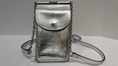 RALPH LAUREN Phone Crossbody Bag Embossed Animal Print Silver - Image 1 of 4