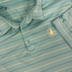 Under Armour Men's XL Polo Shirt Green Striped Golf logo Performance - Picture 1 of 8