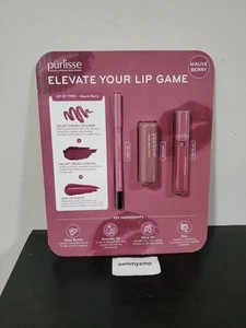 Purlisse Lip Kit Trio, Elevate Your Lip Game, lipstick , lip gloss- Mauve Berry - Picture 1 of 4