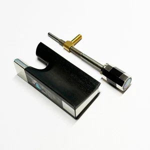 4/4 Violin Frog Button Abalone Inlaid Ebony Nickel Silver Eyelet no parisan Eye - Picture 1 of 2